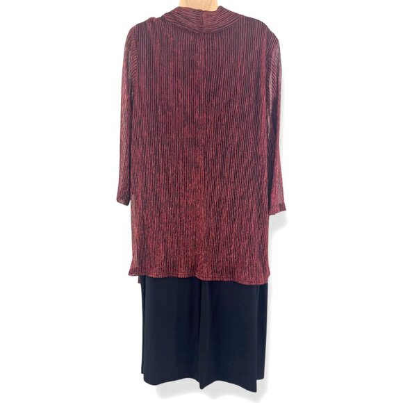 Red Black Shimmery One-Piece Jacket Dress Size 20W 2X Mother Of Bride Groom Plus - Picture 4 of 7